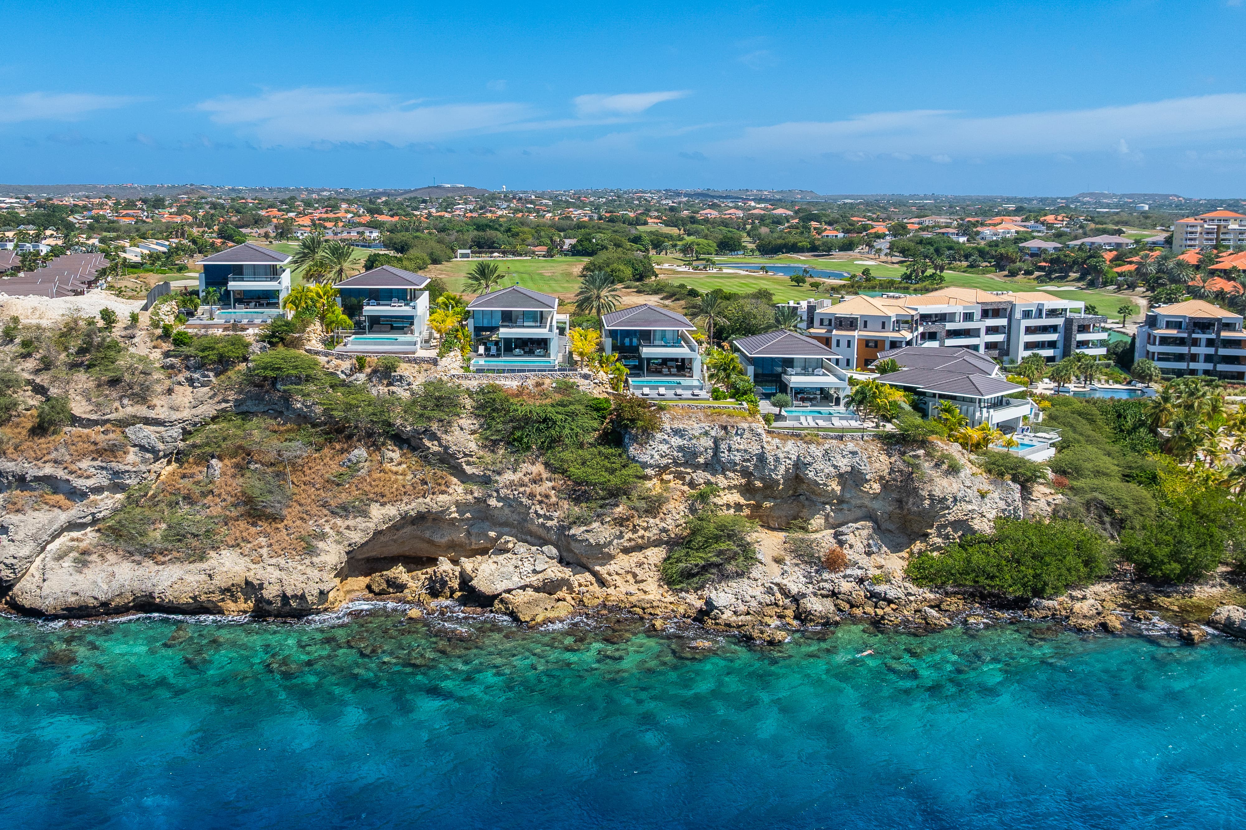 view on the villa from the sea